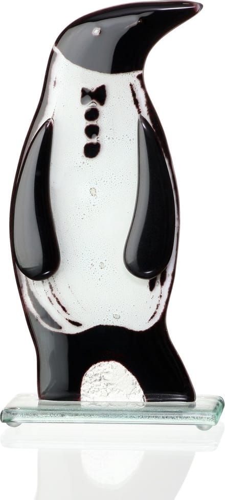 Glassculptuur - Glazen Pinguin - Glasobject - Sculptuur - Fusing glas Pinguin - 18cm