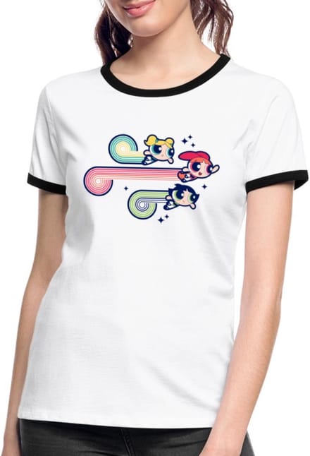 Powerpuff Girls Retro Vrouwen Contrast Shirt