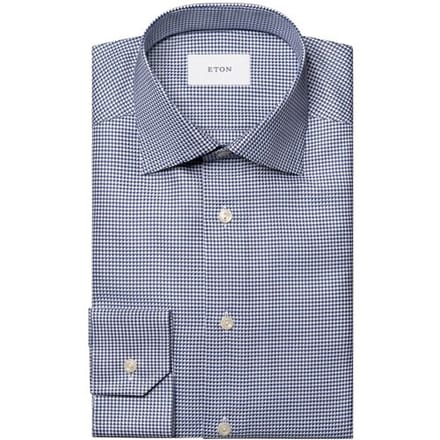 Eton Overhemd Luxury Organic Cotton King Twill Houndstooth Texture Donker Blauw / male