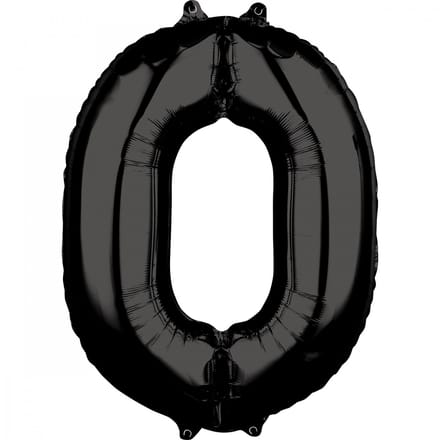 Wefiesta - Folieballon Cijfer 0 Zwart - 86 cm