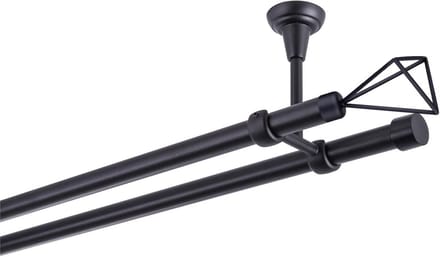 Dubbele gordijnroede metaal zwart 540 cm voor plafondmontage