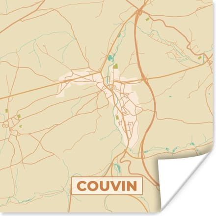 Poster België - Couvin - Kaart - Plattegrond - Stadskaart - 75x75 cm