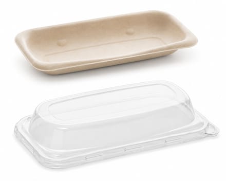 Sabert suikerriet schaal Met deksel voor snacks - 20x10cm - 50 stuks