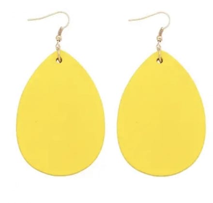 Zilveren- oorhangers- Hout- geel -7 cm -Charme Bijoux