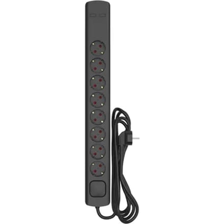 Sencys Stekkerdoos 8-voudig Zwart 3 Meter