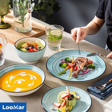 LooMar Luxe Bordenset - Kommen set - Borden - Dinerborden - set van 24 - 6 persoons - serviesset