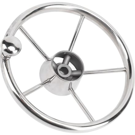 11 Inch Bootstuurwiel Marine Roestvrij Staal Stuurwiel 5 Spaaks 25 Graden met Schuimgreep en Middenkap voor white