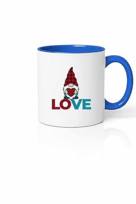 Liefde Gnome Koffiemok - Plaid Kabouter met Hartje en LOVE Tekst