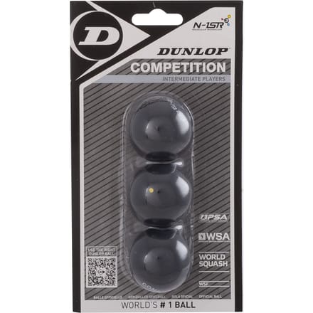 Dunlop Competition -Squashbal - 3 Ballen - 1 Gele Stip