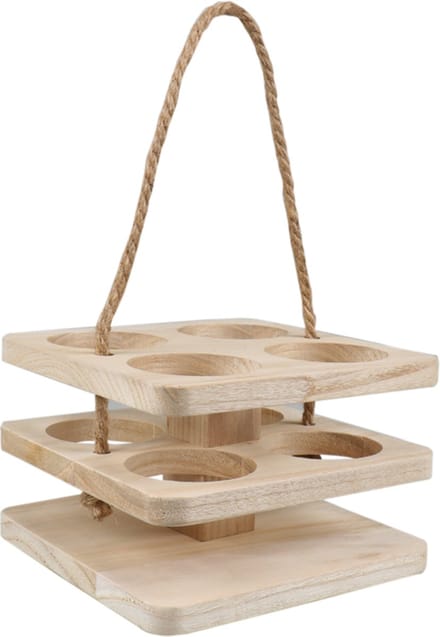 Draagtray, 4 flessen, bier, 195x195x hout.