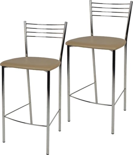 Tommychairs Elena - Eetkamerstoelen - Set van 2 - Chroom & Cappuccino - Kunstleer