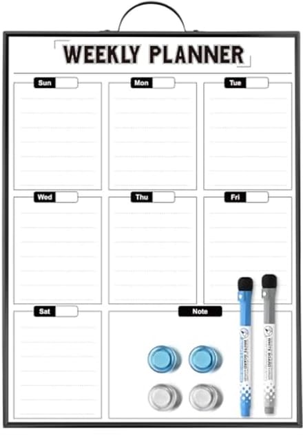 Wekelijkse Planner Droog Uitwisbare Kalender met Aluminium Frame en Handvat - 40,6 x 30,5 cm Wandkalender
