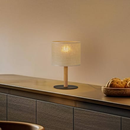 TK Lighting Tafellamp Deva Nature, textiel, hout