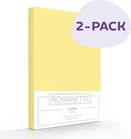 2-PACK: Romanette Kussenslopen - Geel - Defaultx cm - Katoen - Romanette