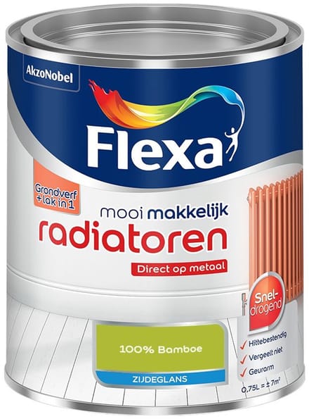 Flexa - Mooi Makkelijk Radiatoren Zijdeglans - 100% Bamboe - Mengverf - 750 Ml