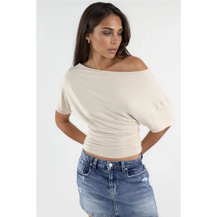 Asymmetrische Hals Zachte Viscose Trui
