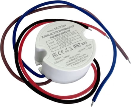 Voeding voor de aansluitdoos fi60 1,25A 15W 12V IP67 50x22mm