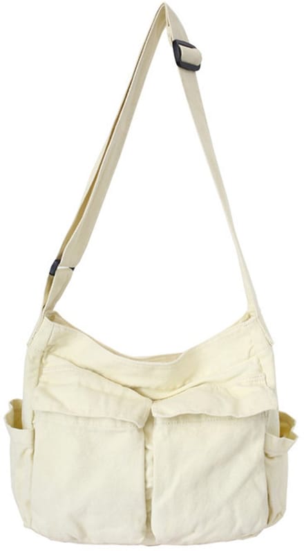 1 stuk Schoudertas - Canvas schoudertas - Messenger Bag - 40*15*34cm - Canvas - Unisex Schoudertas - Wit