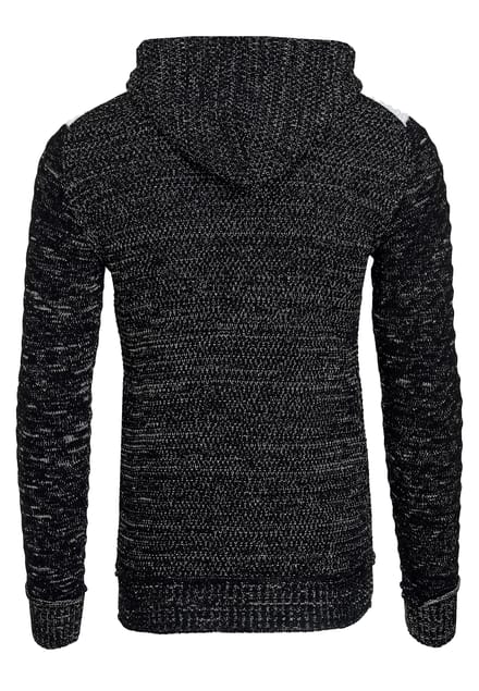 Chunky gebreide jas met capuchon met volledige rits