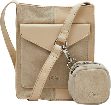 s.Oliver Leren Schoudertas City Bag Beige
