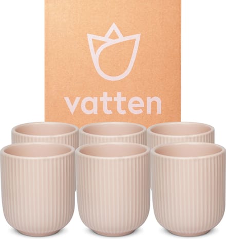 Vatten® - Koffiekopjes - Set van 6 - Lichtroze - 180ml - Koffiemok