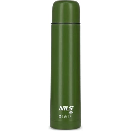 Nils Camp Thermos 1L Groen - Automatische Stop, Dubbele Wand