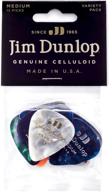 Dunlop PVP106 Celluloid Medium Variety Plectrum 12-Pack - Plectra, celluloid medium, mix van 12 stuks
