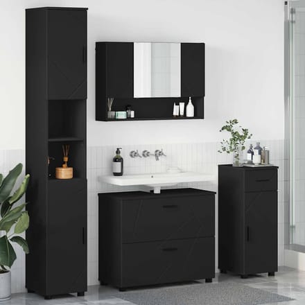 vidaXL - Badkamermeubel - Set - 4 - st - Zwart - 35 - x - 30 - x - 192 - cm