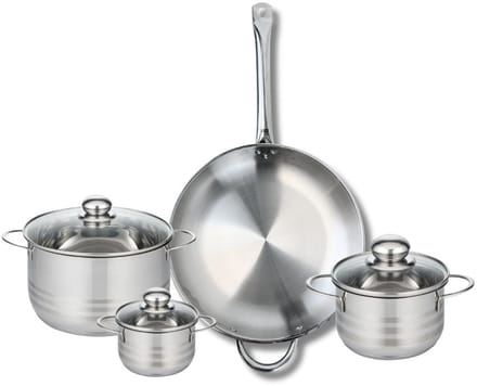 Set van 1 Koekenpan 32 cm en 3 kookpotten 12, 16 en 20 cm Elo Profi Brillant