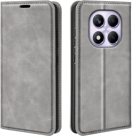 MobyDefend Hoesje - Geschikt voor Xiaomi Redmi Note 14 Pro 4G - Luxe Wallet Bookcase (Magnetische Sluiting) - Grijs