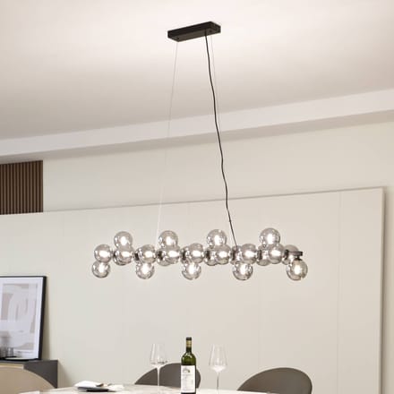 Lucande - hanglamp - 25lichts - Glas, metaal - H: 20 cm - G9 - zwart, rookgrijs