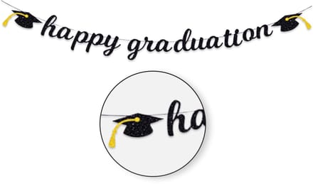 LUQ Geslaagd Slinger Happy Graduation – Zwart & Goud Feestdecoratie Afstuderen – 200 cm