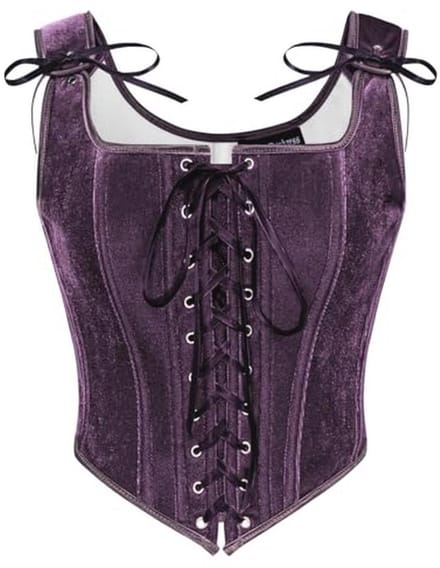 Dameskorset met middeleeuwse en renaissance-stijlen, vintage velours bustier met vetersluiting