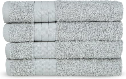 Good Morning uni handdoek effen kleur - Handdoekenset 4 - Zilver - Badstof