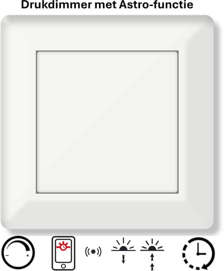 Freelux Drukknop | Astro Tijdschakelaar | Bluetooth | Led Dimmer | 2-polig | 230VAC - 300VA/1,3A_2P | Zuiver wit glans