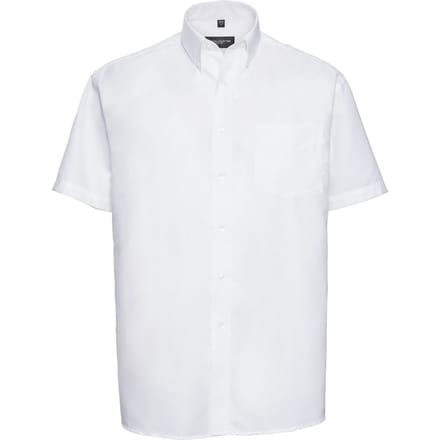 Russell Collection Heren Oxford Easy-Care overhemd met korte mouwen (Wit)