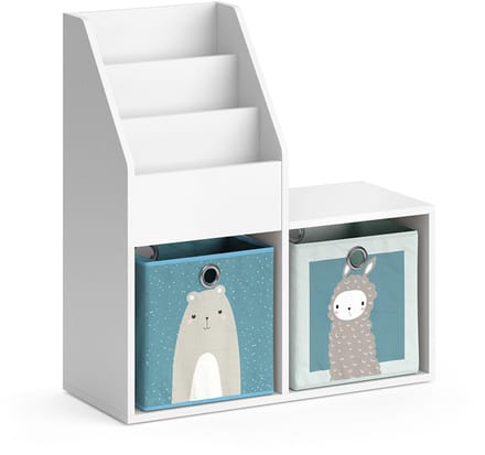 Vicco Luigi Kinderboekenkast – 30.9 x 79 cm Mini, met 2 vouwboxen opt.6 Wit