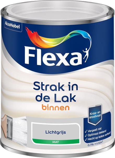 Flexa - Strak In De Lak Binnenlak Mat - Lichtgrijs - 750 Ml
