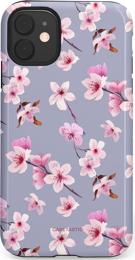 Casetastic hoesje geschikt voor Apple iPhone 11 - Dubbellaagse bescherming - Bloemsem Bries - Fashion Case - Zilver Lichtroze Lila