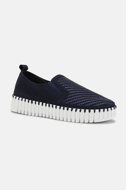 Instappers Platform TULIP3876 beige zool - 660100 Dark Indigo White