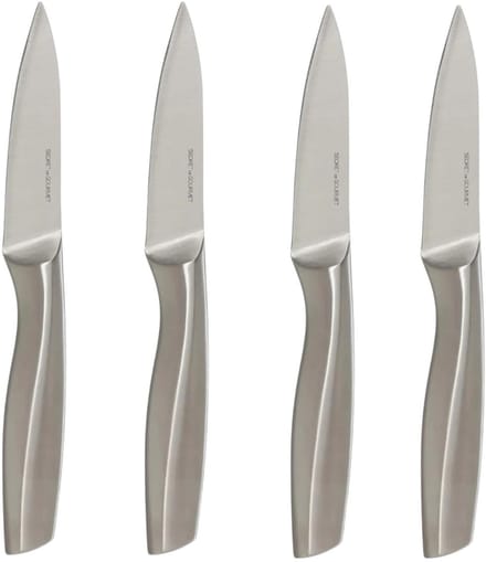 5Five Precision - Fruit en groente mes/Snijmes - 4x stuks - RVS - silver - 20 cm - keuken messen - luxe kwaliteit