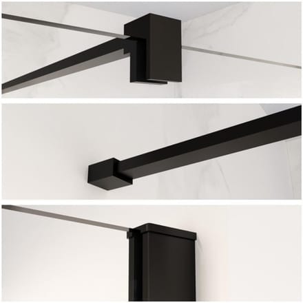 FugaFlow Eccelente Vetro profielset 200cm + stabilisatiestang 120cm mat zwart -