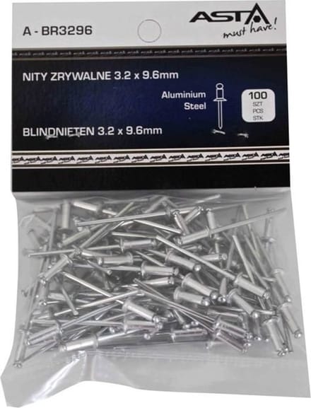 Popnagel set - 100 delig - Popnagels 3.2x9.6mm - Aluminium - ASTA