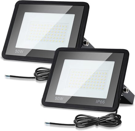 Led-schijnwerper 50 W, 2 stuks, warmwit, IP66 waterdicht, 4250 lumen voor buitengebruik