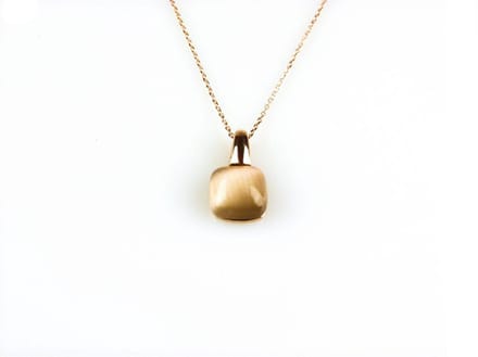 model Caprice ketting in zilver roze verguld met hanger bruine steen