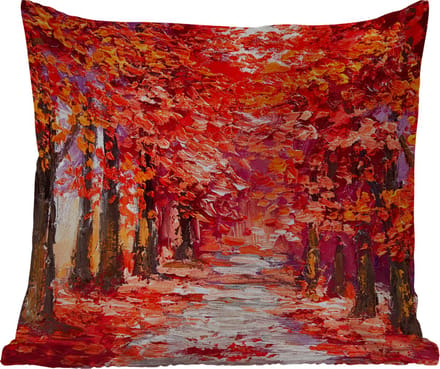 Buitenkussen Weerbestendig - Schilderij - Bomen - Herfst - Olieverf - 50x50 cm