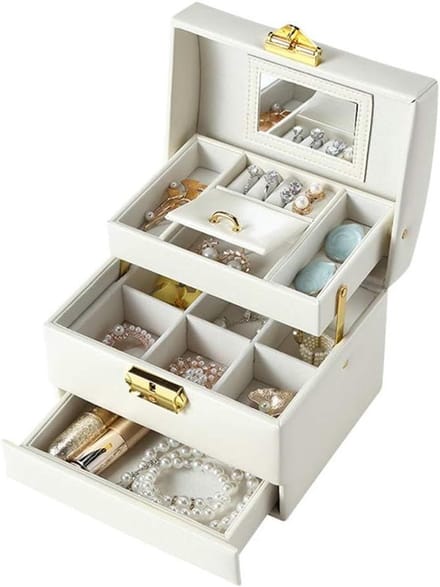 Sieradendoos - Opberger Organizer - Dagelijks Gebruik - Meerdere Lades - 17 x 13.5 x 13.5cm - Wit