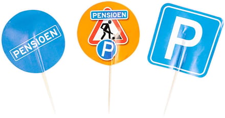 Cocktail prikkers | Pensioen | blauw | oranje | breedte 4.5 cm | 2x9 stuks