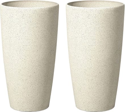 ABDERA - Bloempot set van 2 - Lichtbeige - Groot - Stenenmix