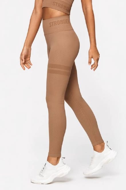 Stronger - Diagonal Legging - Rib Sportlegging - Dames - Bruin - Maat S